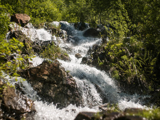 waterfall with splashes and rocks