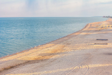landscape of sandy beach in the morning