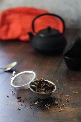 Tea herbs on infuser