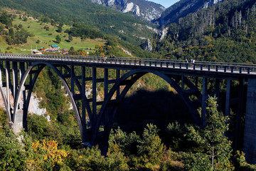 Fototapeta premium Dzhurdzhevich Bridge in the canyon of the river Tara