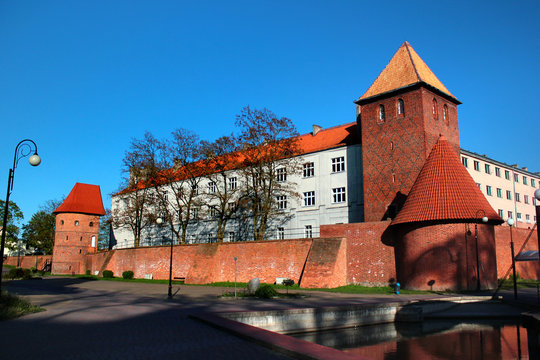 Old walls and towers in Braniewo, Warmian-Masurian Voivodeship, Poland