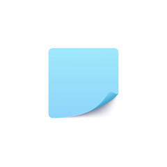 Square blank paper sticker template with bent edge vector illustration isolated.