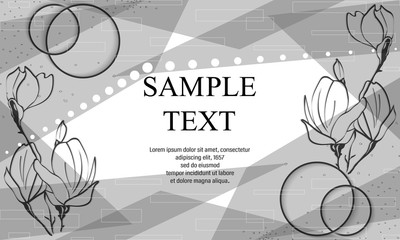 Black and white hand drawn floral background. Vector textured cards. Beautiful abstract poster.