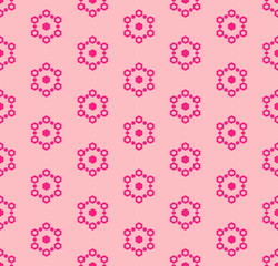 Vector pink snowflakes seamless pattern. Abstract minimalist geometric texture