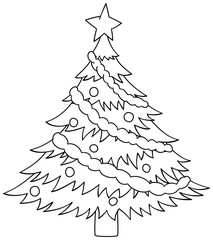 Cristmas tree outline vector illustration. Coloring book for children.