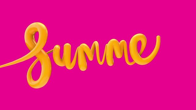 Summer bright bubble script typography write on word background 3D Render