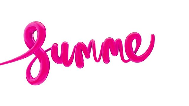 Summer bright bubble script typography write on word background 3D Render
