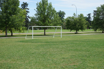 empty soccer net in park