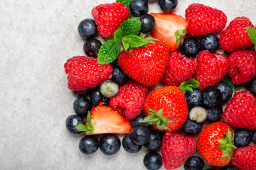 Fresh summer berries such as blueberries, strawberries, raspberries