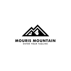 Logo Letter M Mountain, Concept Logo Letter M + Icon Mountain.