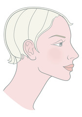 Blonde Girl with a short haircut and a beautiful skull. Template. Vector image