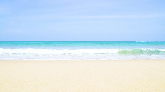 Phuket Thailand beautiful beach background white sandy tropical paradise island with blue sky sea water ocean 4k