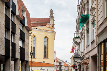Obraz premium VILNIUS, LITHUANIA - September 2, 2017: Antique building view in Vilnius, Lithuanian