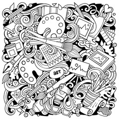 Cartoon vector doodles Art and Design illustration.