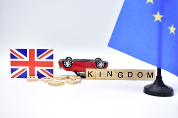The Brexit and the flags of the United Kingdom and the European Union. © JB