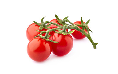 Tomatoes cherry isolated on white background closeup.