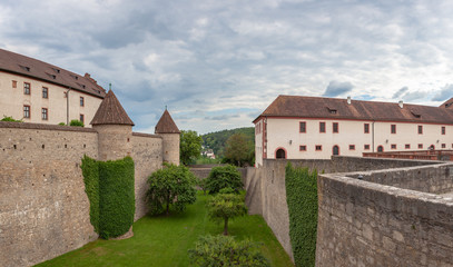 Fototapeta na wymiar Fortress from the 13th century with art and history museum and cultivated terraced garden.