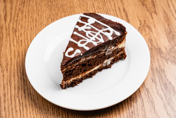 opera cake on the white plate