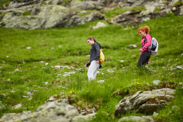 Woman hiker with backpack