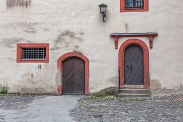 facades of old historic buildings, castles, European-style