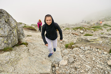 Woman hiker with backpack