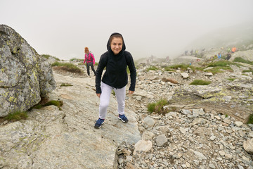 Woman hiker with backpack