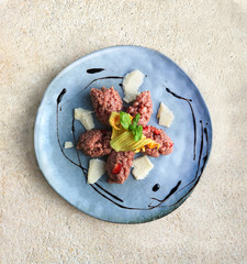artistic dish  fresh meat cheese and vegetables.jpg