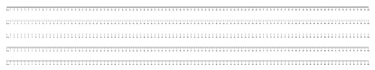 Marking rulers on a white background 100 centimeters various markup options