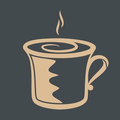 Coffee cup isolated on dark background. Vector illustration
