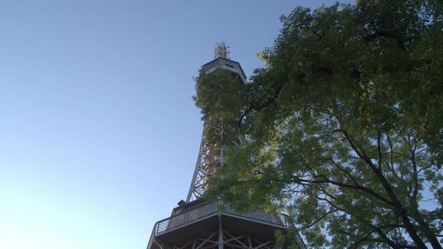 Amazing Рetrin tower in Prague, reminiscent of the Eiffel tower.