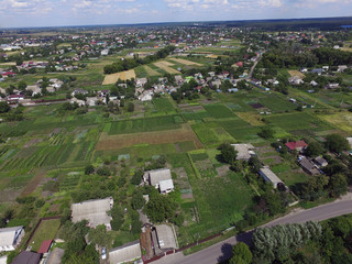 Aerial view of the Saburb landscape (drone image).Kiev Region