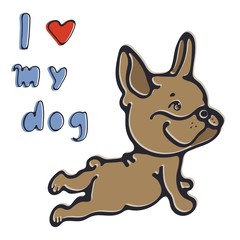 French bulldog doing yoga. Illustration with french bulldog