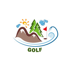Template golf logo. Funny cartoon colored logo.