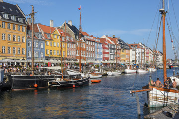 The Nyhavn canal at Copenhagen on Denmark
