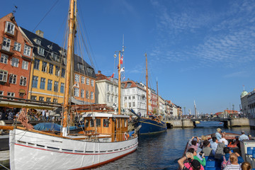 The Nyhavn canal at Copenhagen on Denmark