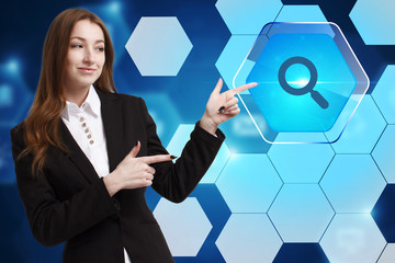 The concept of business, technology, the Internet and the network. A young entrepreneur working on...