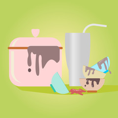 Dirty dishes need to washing up Household concept .