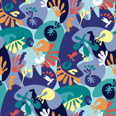 Crazy 90s colors tropical nature seamless pattern