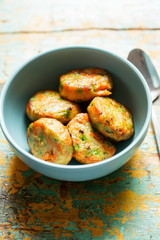 Vegetarian fritters with peas & carrots 