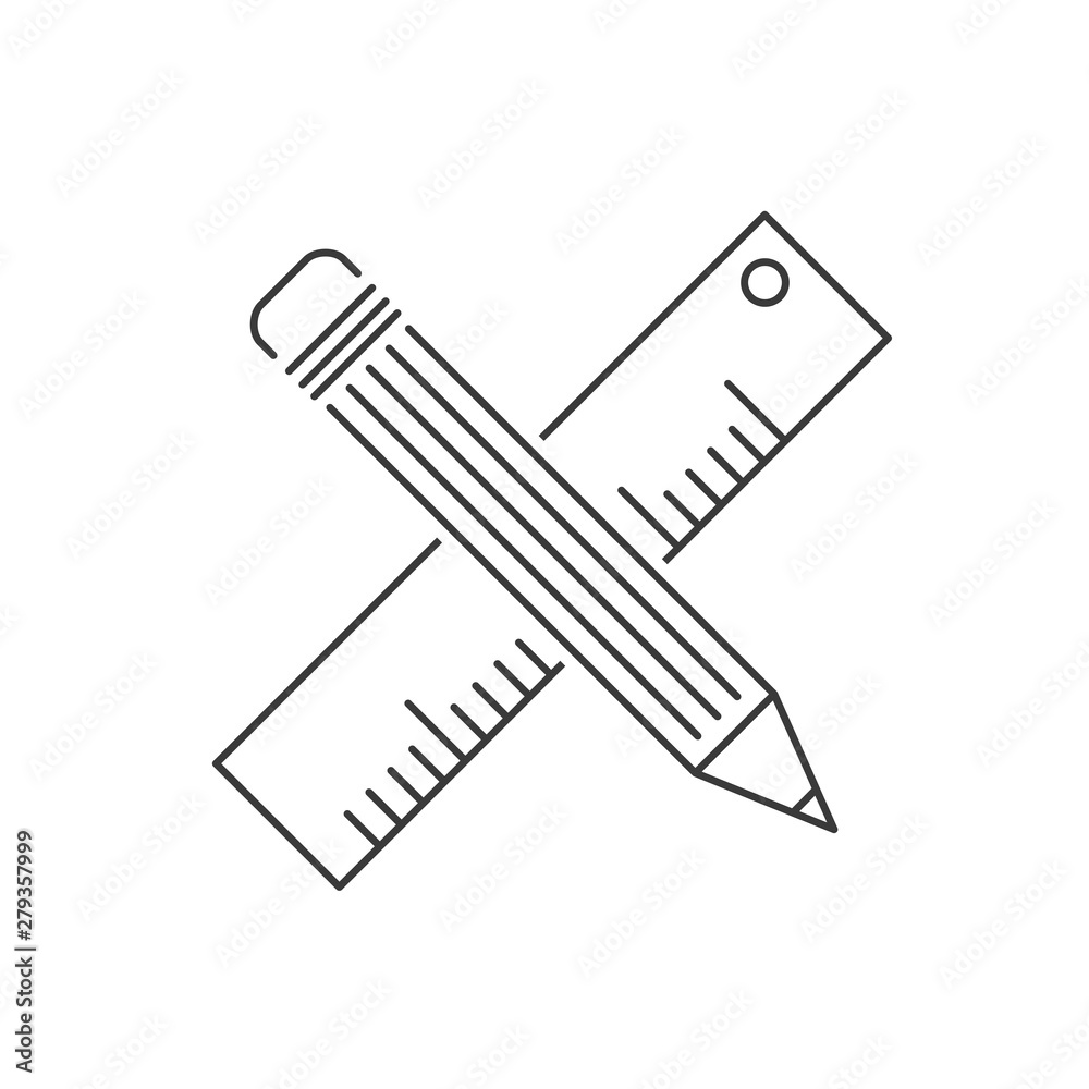Poster pencil and ruler icon template color editable vector sign isolated on white background.