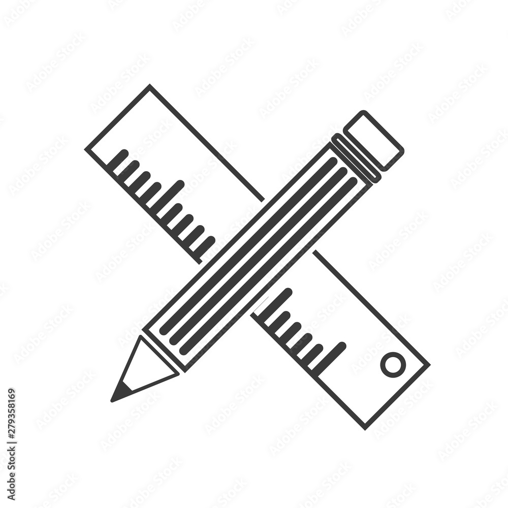 Poster pencil and ruler icon template color editable vector sign isolated on white background.