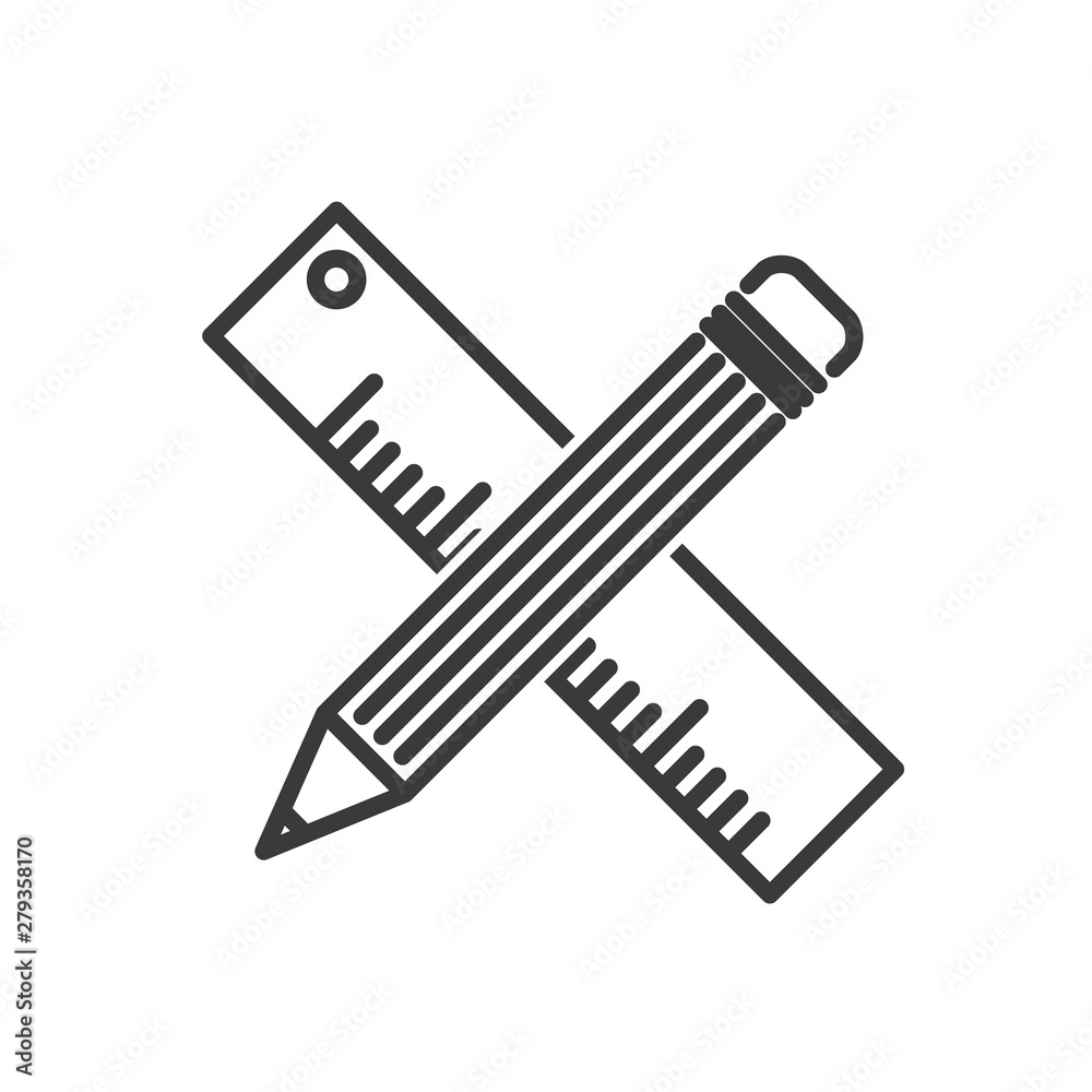 Aufkleber pencil and ruler icon template color editable vector sign isolated on white background.