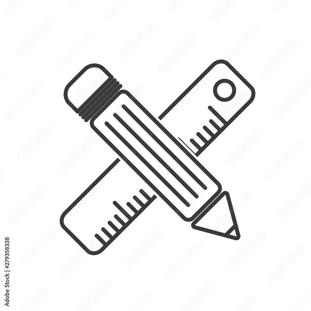 Aufkleber pencil and ruler icon template color editable vector sign isolated on white background.