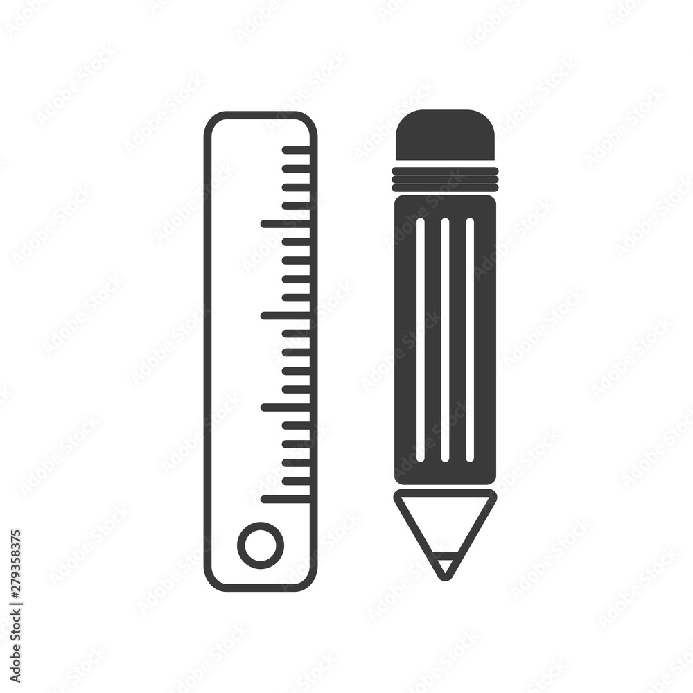 Poster pencil and ruler icon template color editable vector sign isolated on white background.