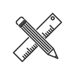 Obraz premium Pencil and ruler icon template color editable vector sign isolated on white background.