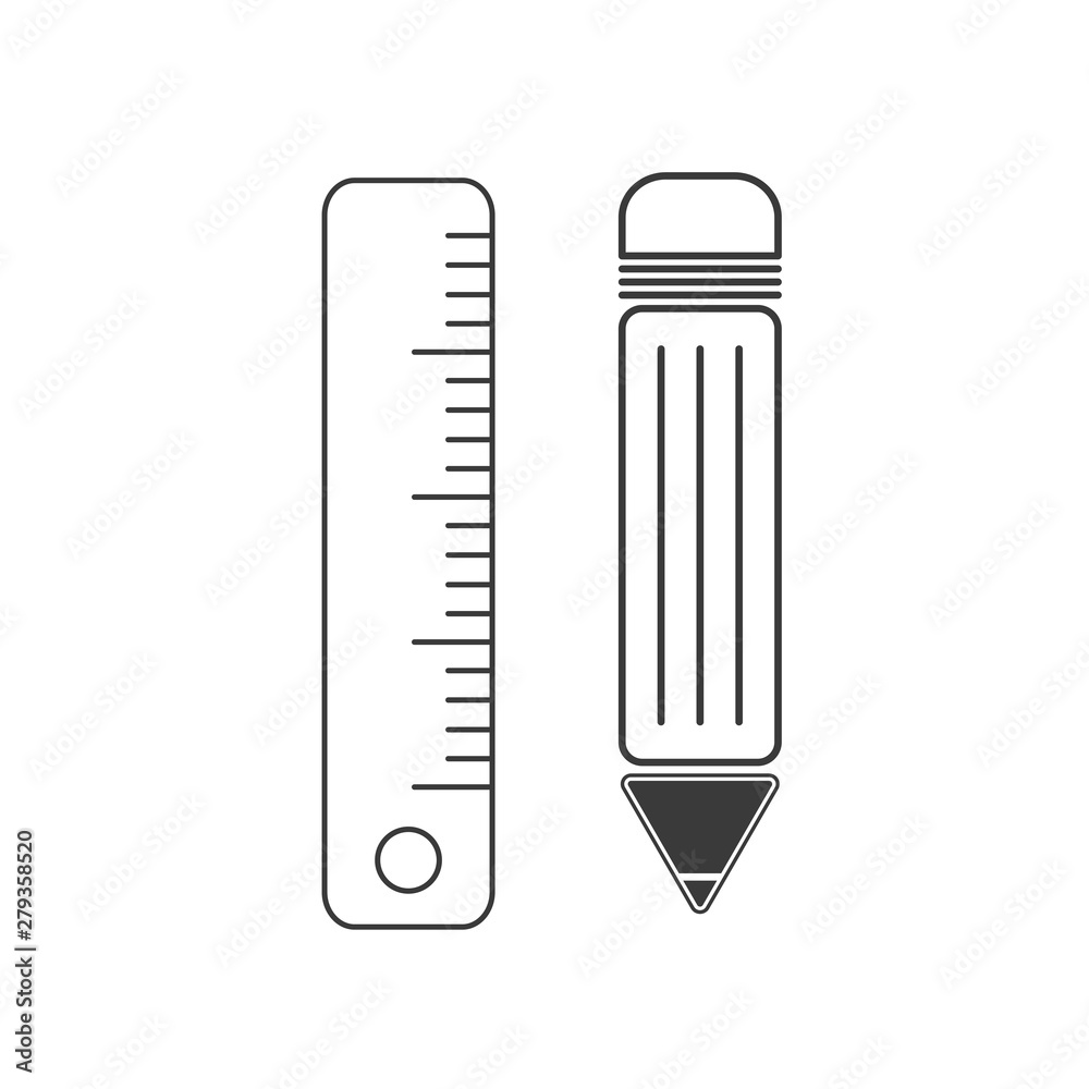Poster pencil and ruler icon template color editable vector sign isolated on white background.