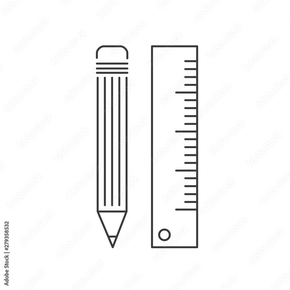 Poster pencil and ruler icon template color editable vector sign isolated on white background.