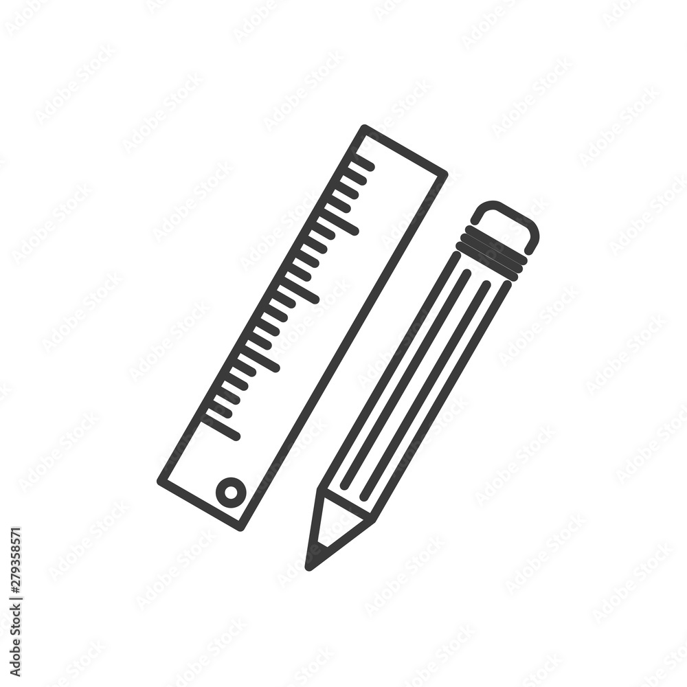 Poster pencil and ruler icon template color editable vector sign isolated on white background.