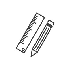 Pencil and ruler icon template color editable vector sign isolated on white background.