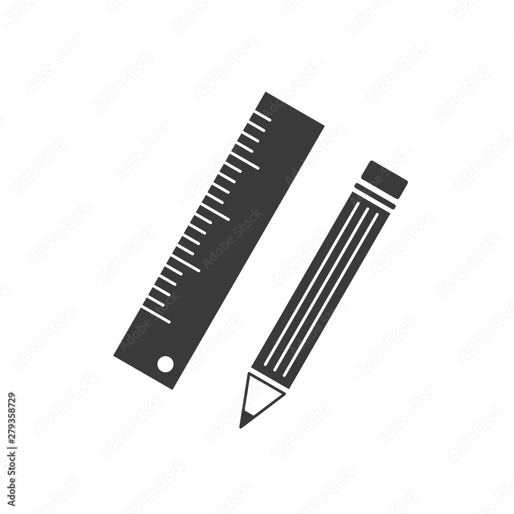 Poster pencil and ruler icon template color editable vector sign isolated on white background.